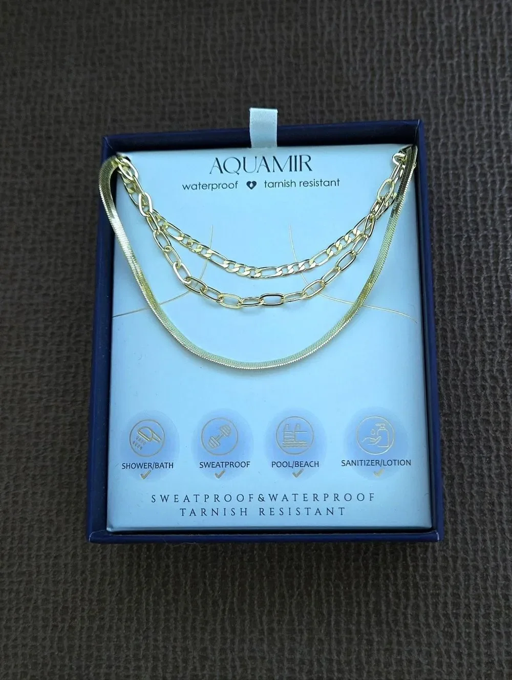 Aquamir Set of Three3️⃣ Gold💛 Waterproof Necklaces - NIB